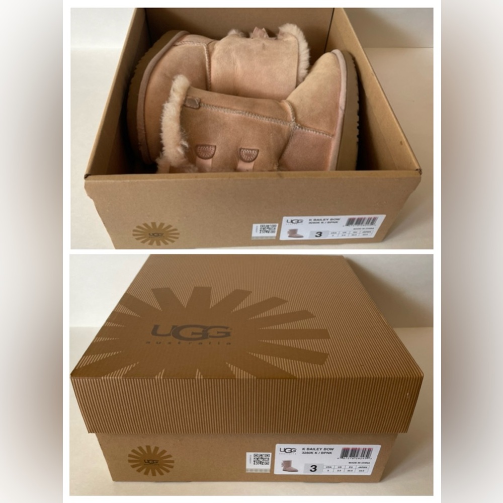 UGG Kids Bailey Bow Boots, Size 3 Little Kid Light Pink